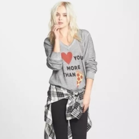 Wildfox Tops - WILDFOX I Love You More Than [Pizza] Shirt